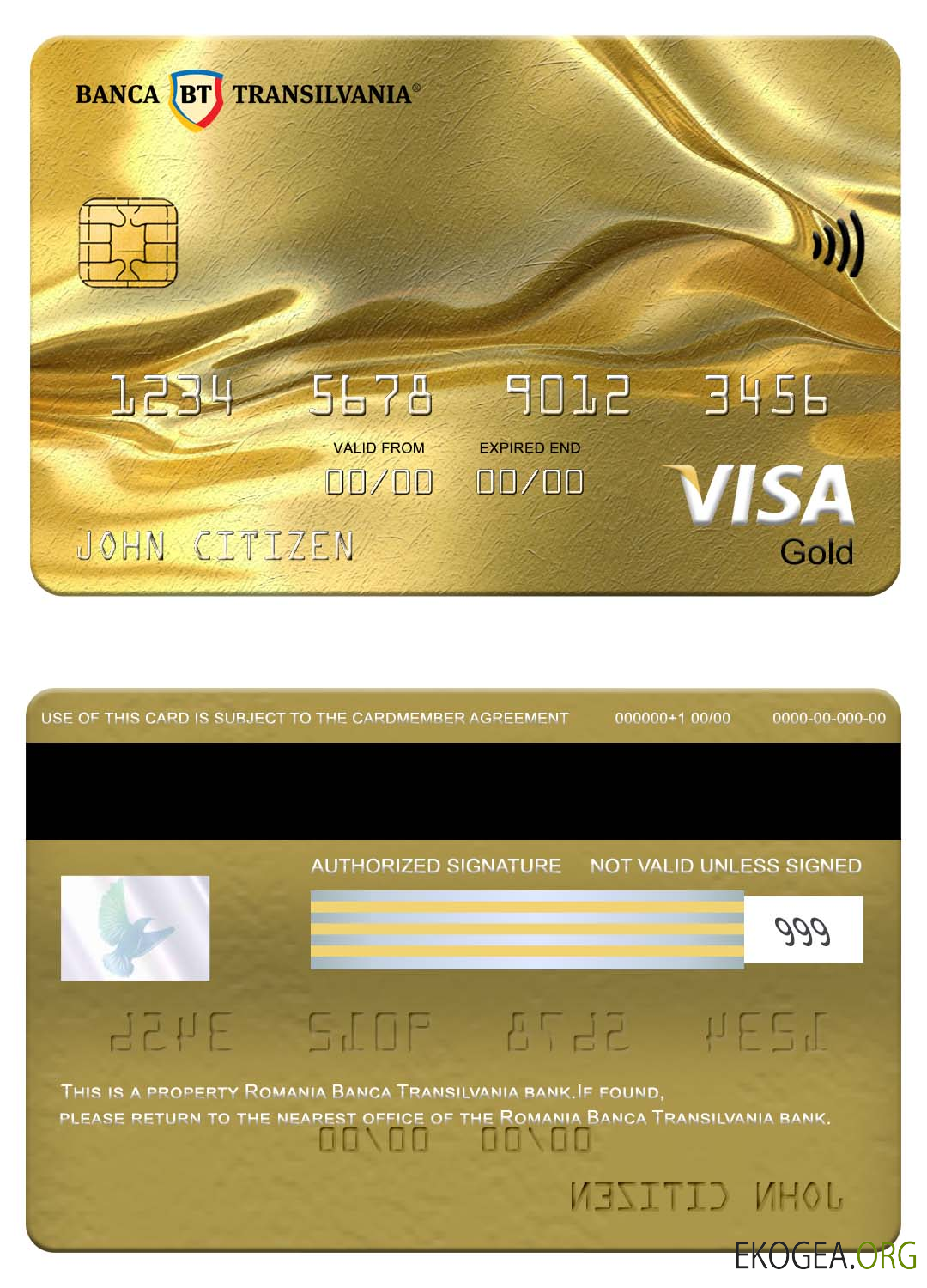 Carte Visa Gold de la banque Banca Transilvania de Roumanie